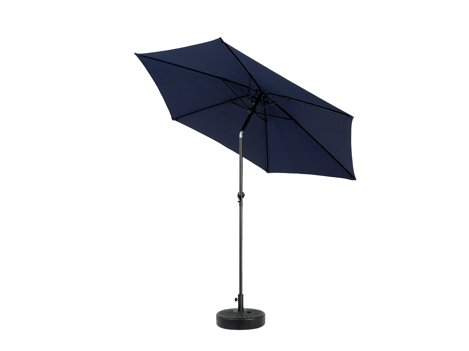 Ombrellone da esterno rettangolare bifacciale, con manovella, in acciaio, blu navy (274x213x200 cm)