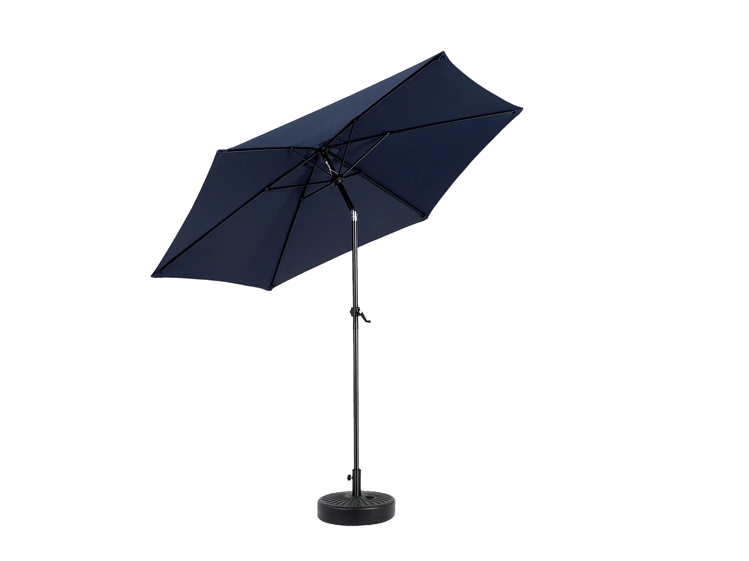 Parasol extérieur rectangulaire double face, avec manivelle, acier, bleu marine (274x213x200 cm)