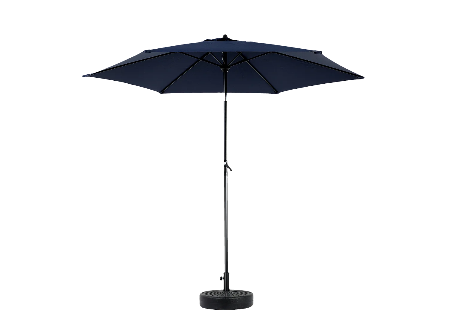 Parasol extérieur rectangulaire double face, avec manivelle, acier, bleu marine (274x213x200 cm)