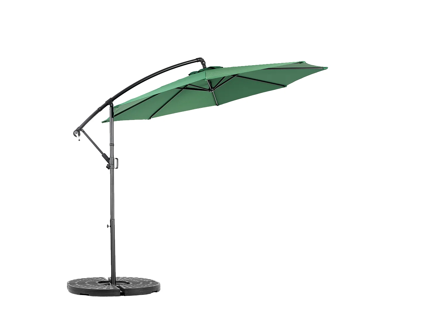 Parasol extérieur double face rectangulaire avec manivelle, structure en acier, vert foncé (4,5x4,5x3m)