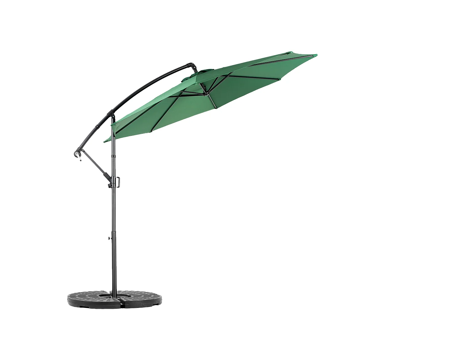 Parasol extérieur double face rectangulaire avec manivelle, structure en acier, vert foncé (4,5x4,5x3m)