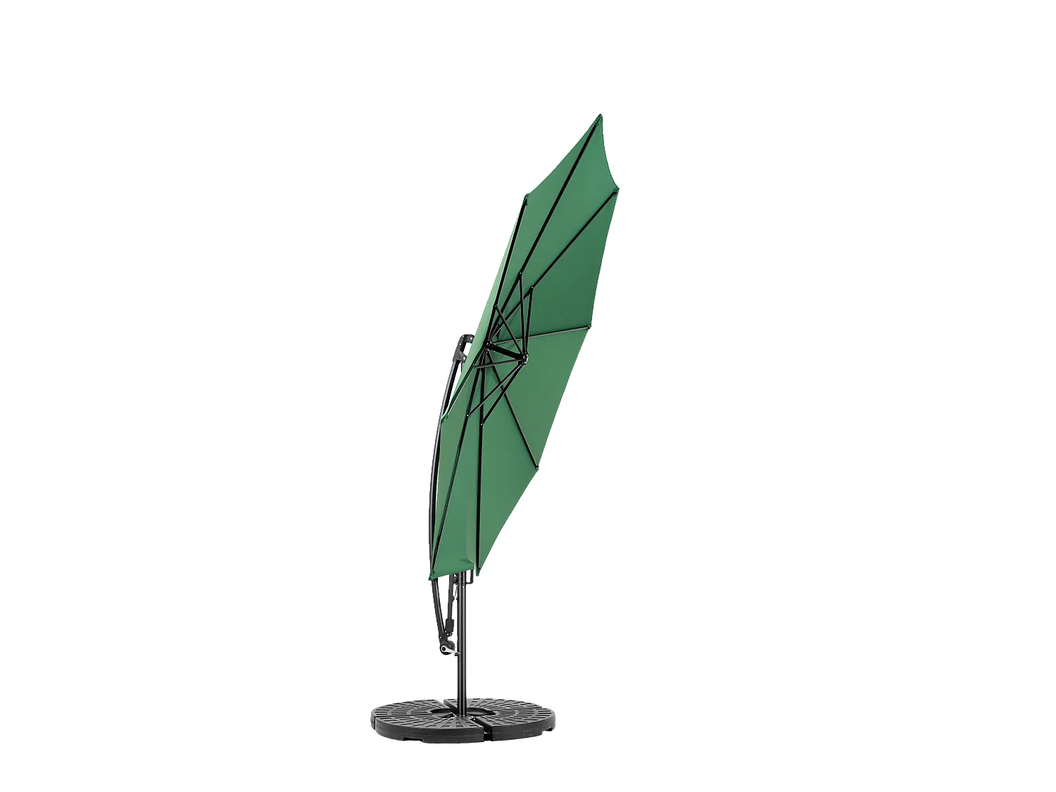 Parasol extérieur double face rectangulaire avec manivelle, structure en acier, vert foncé (4,5x4,5x3m)