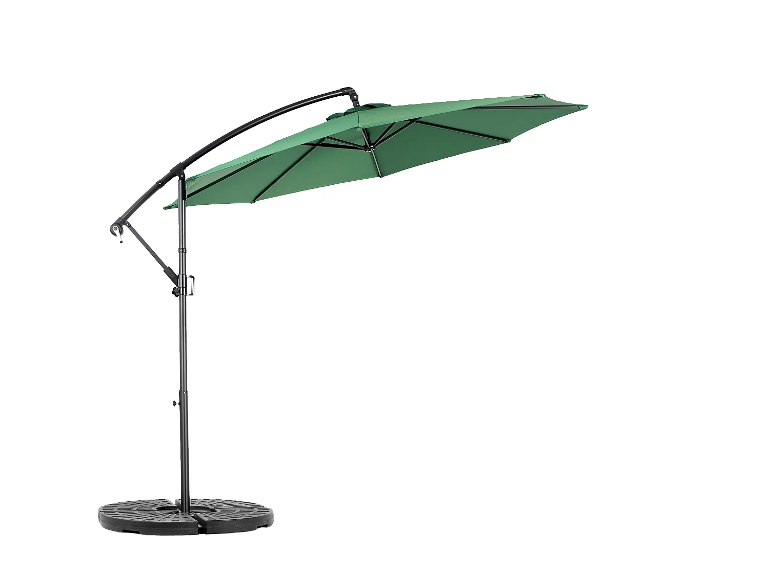 Parasol extérieur double face rectangulaire avec manivelle, structure en acier, vert foncé (4,5x4,5x3m)