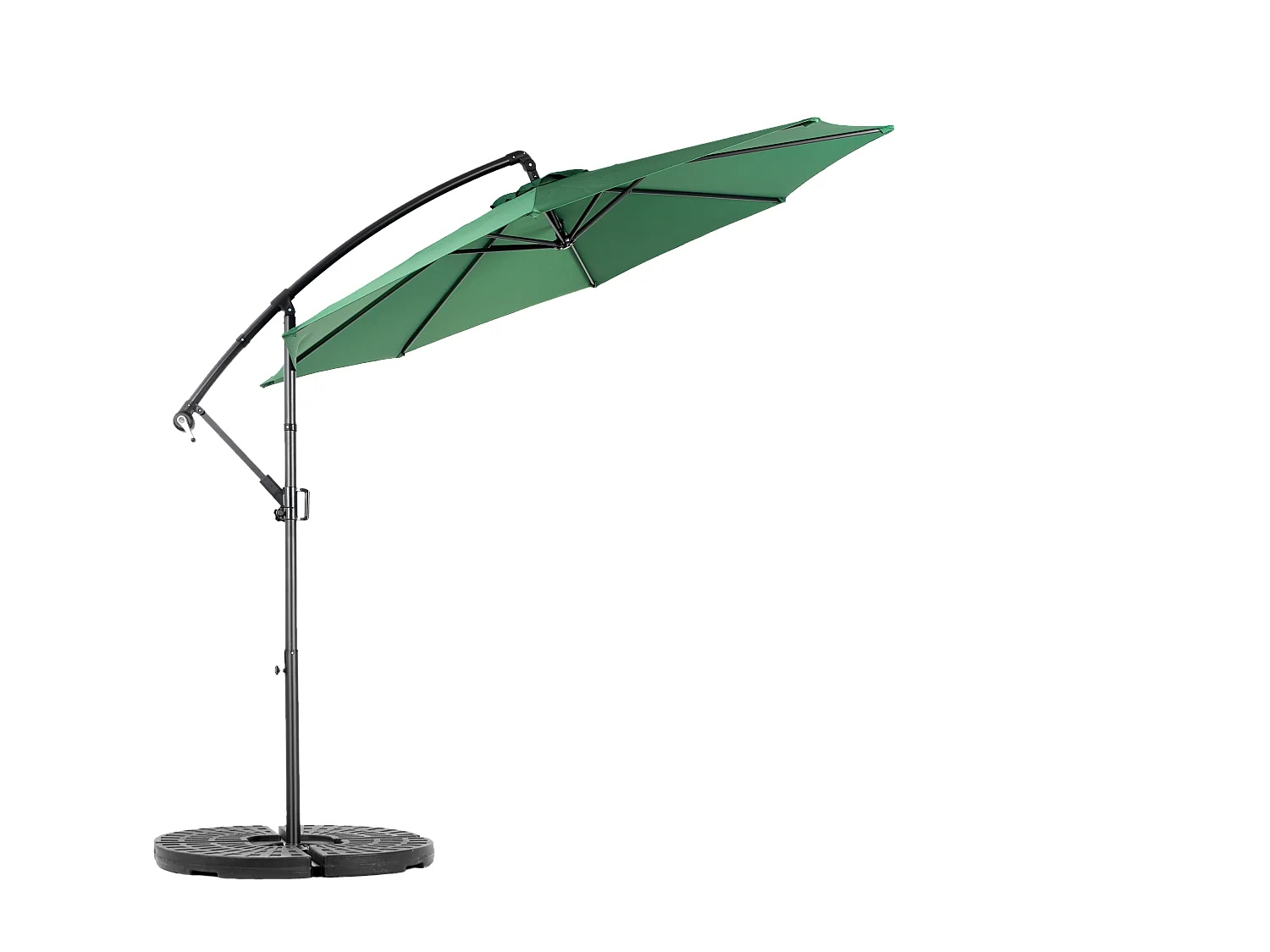 Parasol extérieur double face rectangulaire avec manivelle, structure en acier, vert foncé (4,5x4,5x3m)