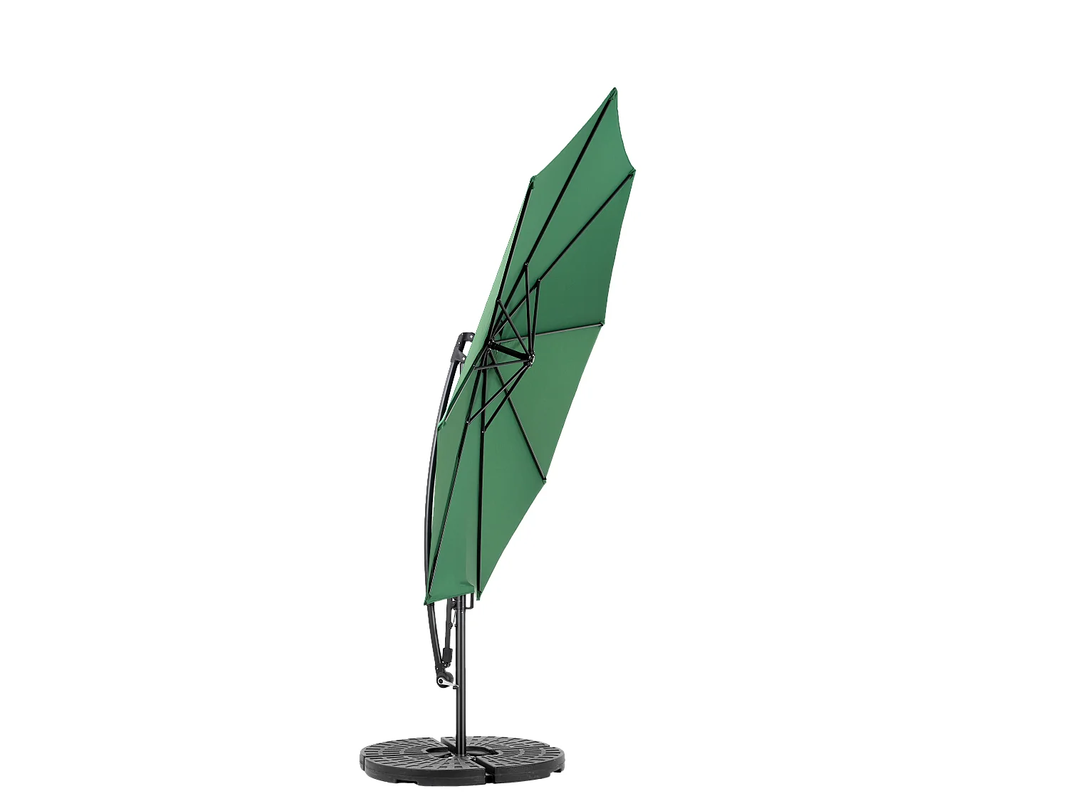 Parasol extérieur double face rectangulaire avec manivelle, structure en acier, vert foncé (4,5x4,5x3m)