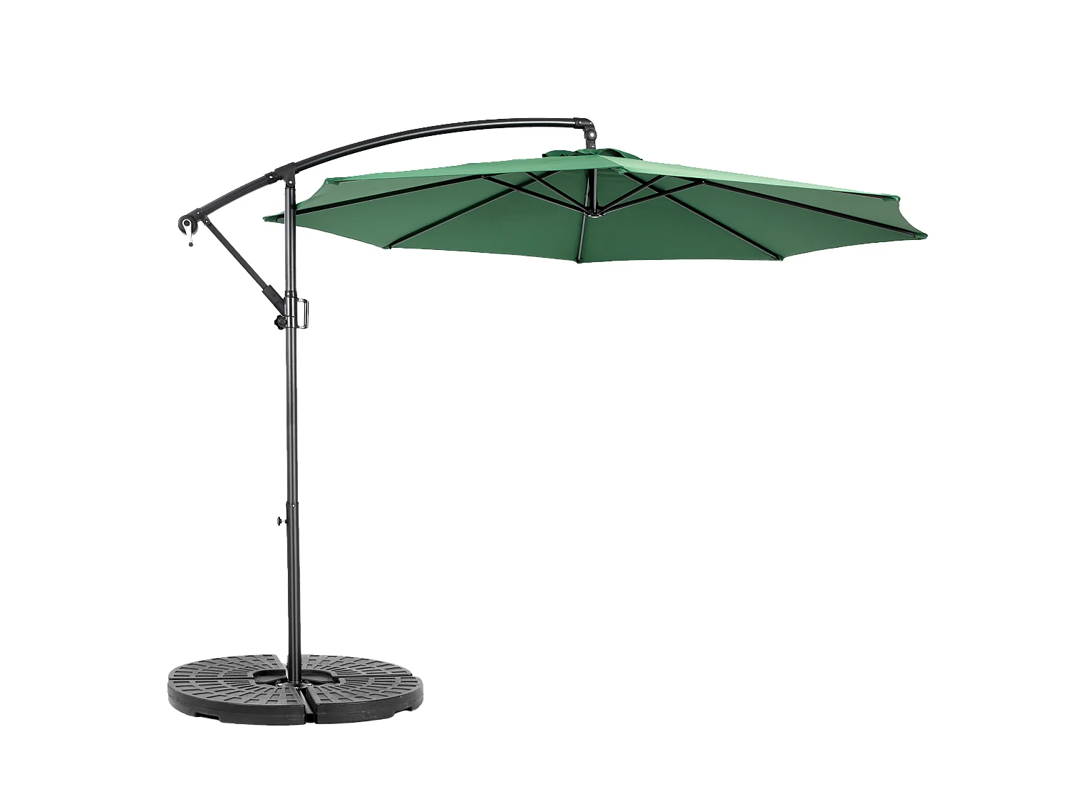 Parasol extérieur double face rectangulaire avec manivelle, structure en acier, vert foncé (4,5x4,5x3m)