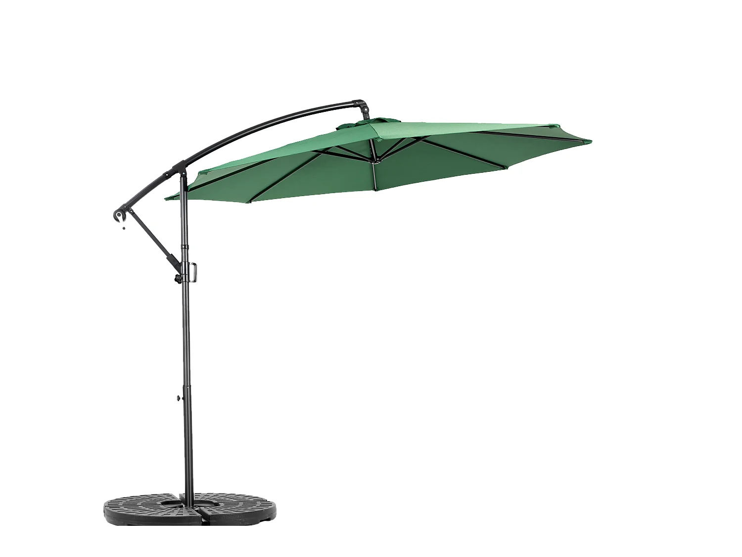 Parasol extérieur double face rectangulaire avec manivelle, structure en acier, vert foncé (4,5x4,5x3m)