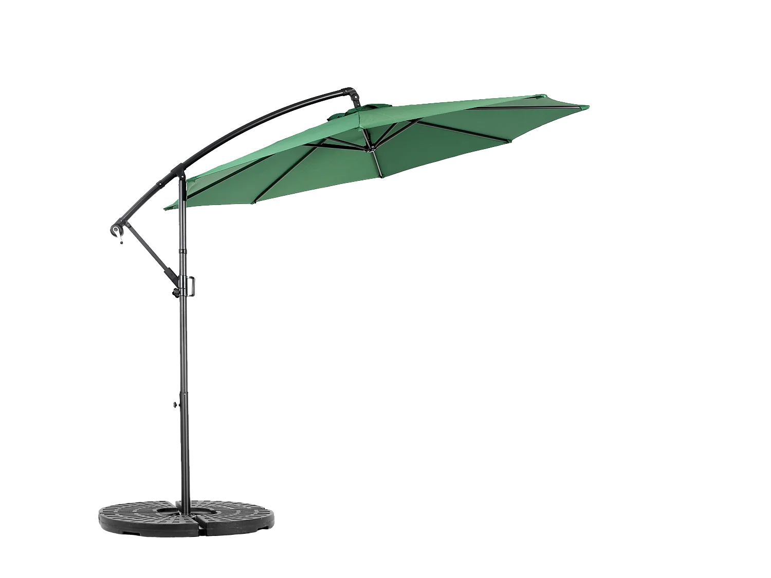 Parasol extérieur double face rectangulaire avec manivelle, structure en acier, vert foncé (4,5x4,5x3m)