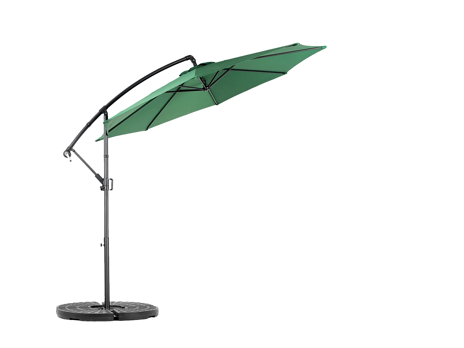 Parasol extérieur double face rectangulaire avec manivelle, structure en acier, vert foncé (4,5x4,5x3m)