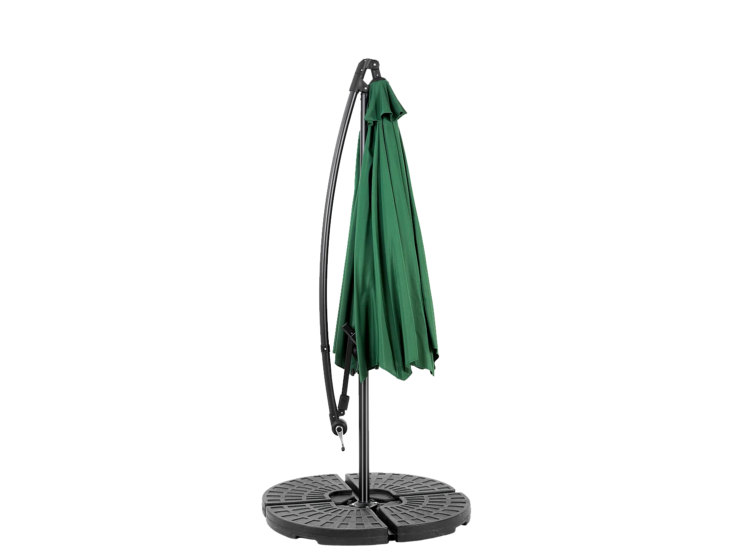 Parasol extérieur double face rectangulaire avec manivelle, structure en acier, vert foncé (4,5x4,5x3m)