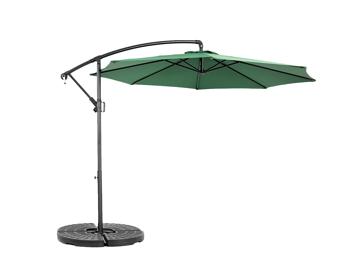Parasol extérieur double face rectangulaire avec manivelle, structure en acier, vert foncé (4,5x4,5x3m)