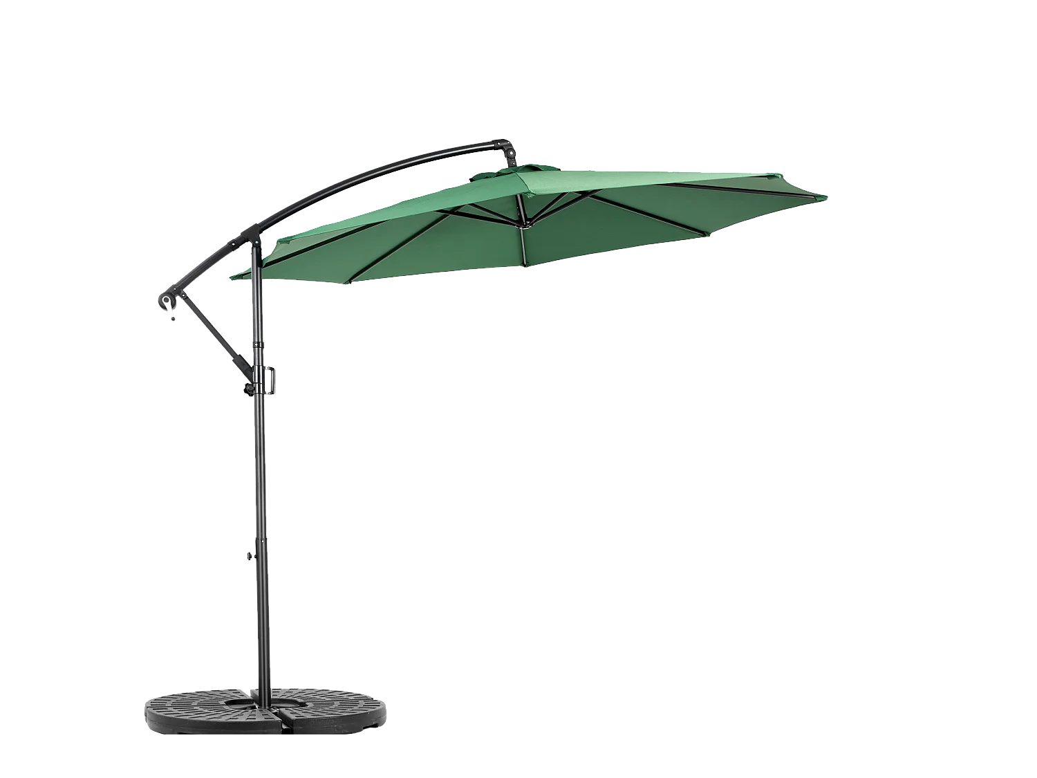 Parasol extérieur double face rectangulaire avec manivelle, structure en acier, vert foncé (4,5x4,5x3m)