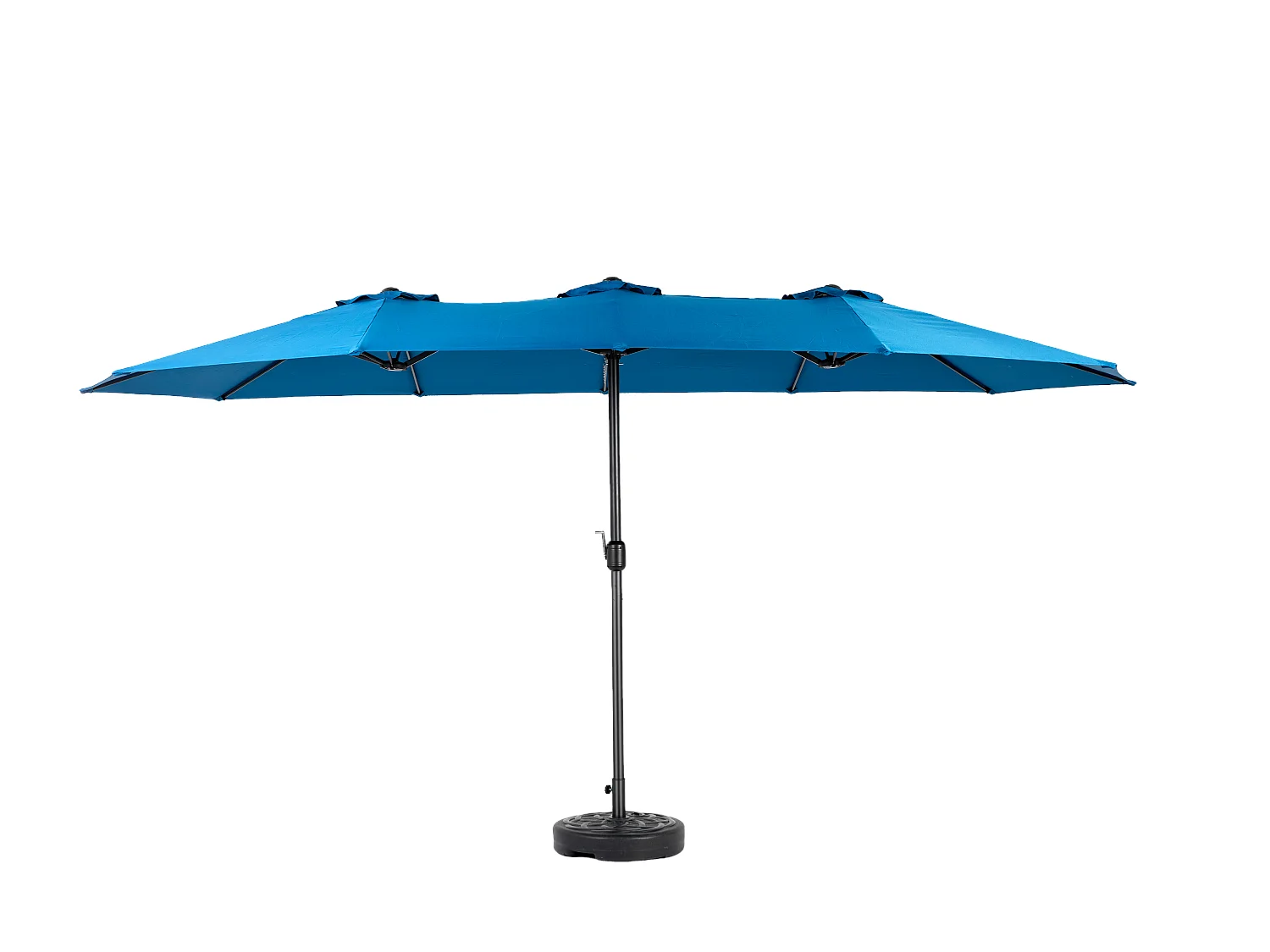 Parasol extérieur double face rectangulaire avec manivelle, structure en acier, bleu marine (4.5x4.5x3m)