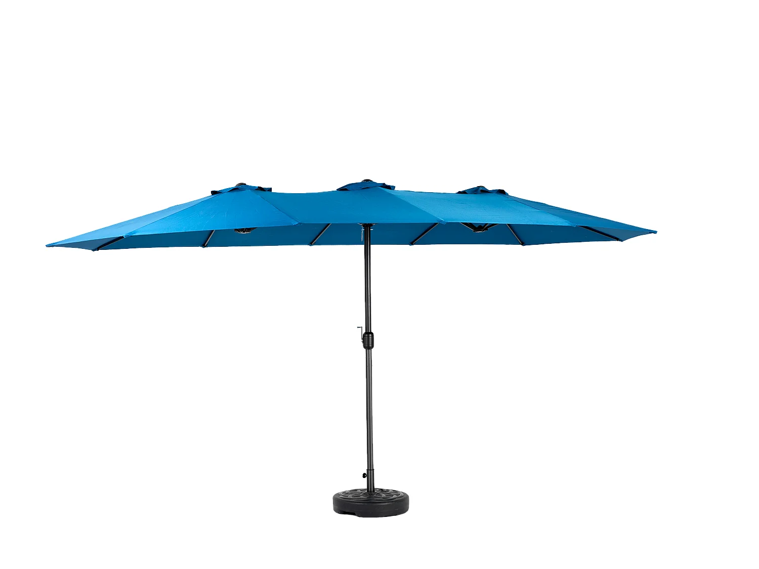 Parasol extérieur double face rectangulaire avec manivelle, structure en acier, bleu marine (4.5x4.5x3m)