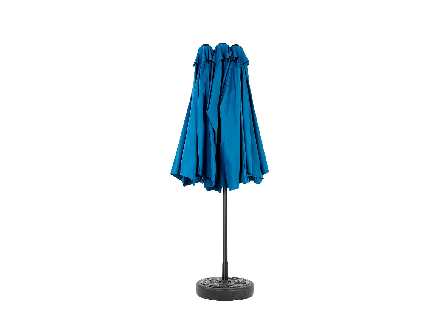 Parasol extérieur double face rectangulaire avec manivelle, structure en acier, bleu marine (4.5x4.5x3m)