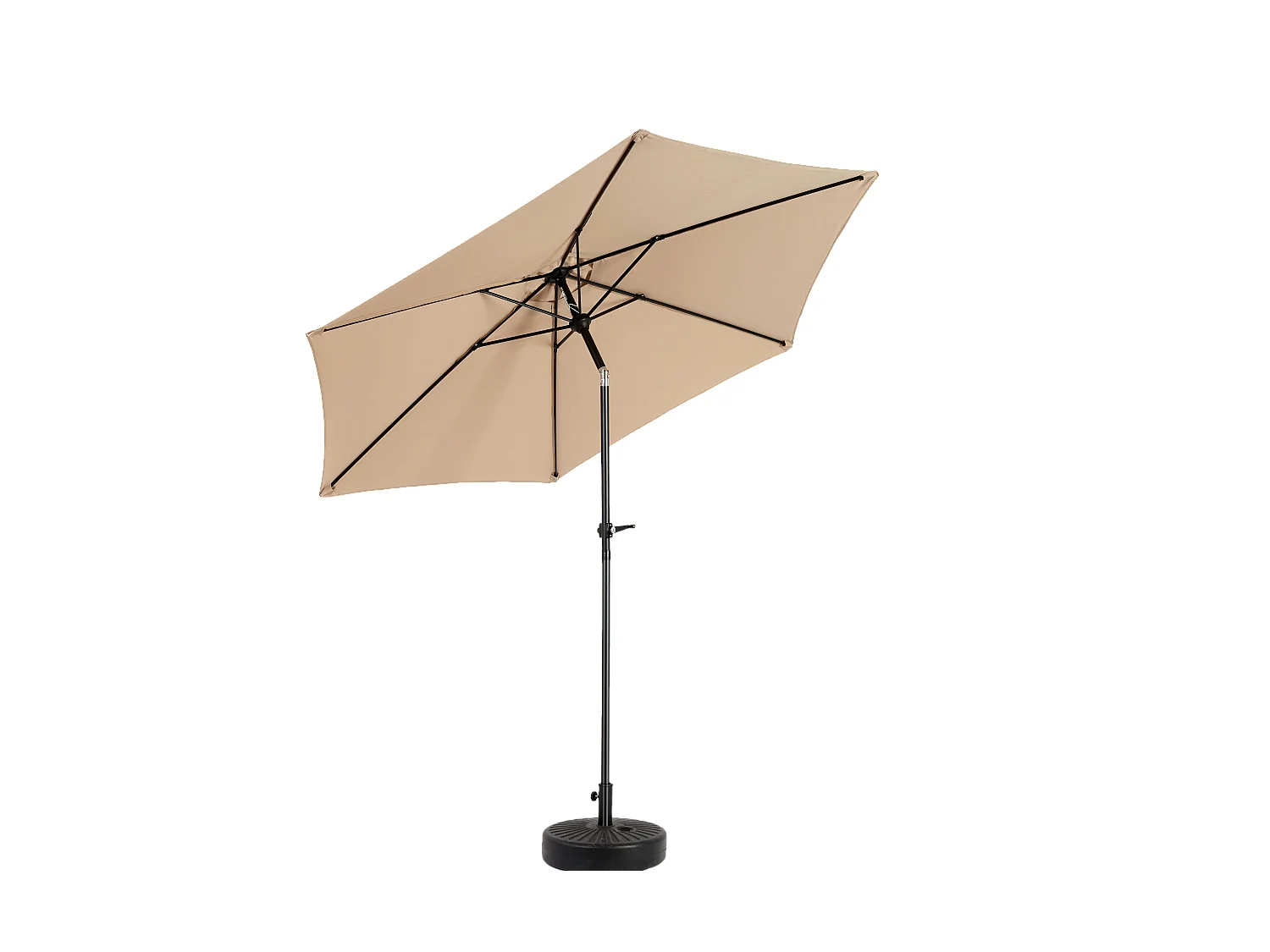 Parasol extérieur rectangulaire double face, avec manivelle, acier, kaki (274x213x200 cm)