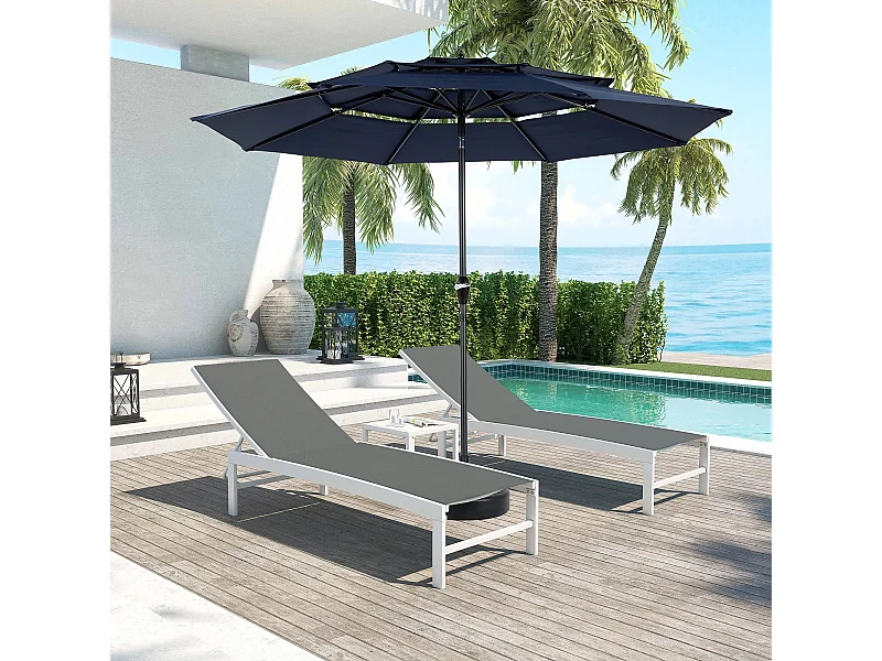 Ombrellone da esterno rettangolare bifacciale con manovella, struttura in acciaio, blu navy (4,5x4,5x3 m)