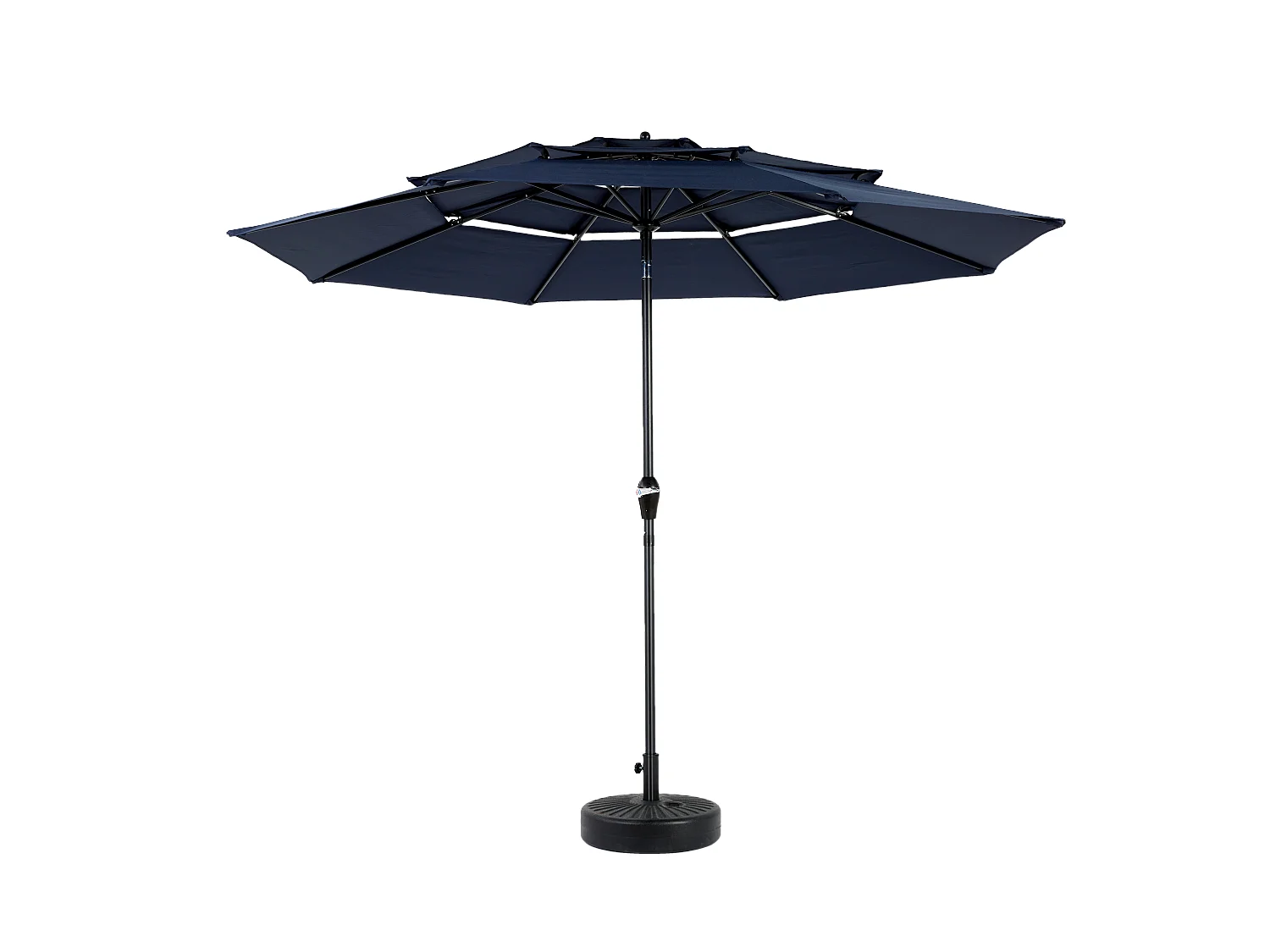 Parasol extérieur double face rectangulaire avec manivelle, structure en acier, bleu marine (4,5x4,5x3m)