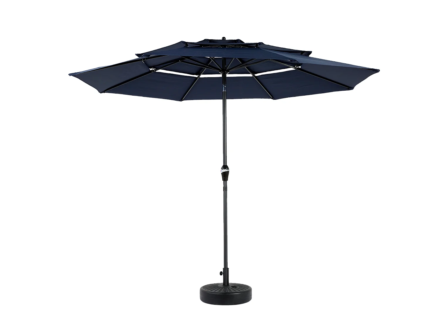 Parasol extérieur double face rectangulaire avec manivelle, structure en acier, bleu marine (4,5x4,5x3m)