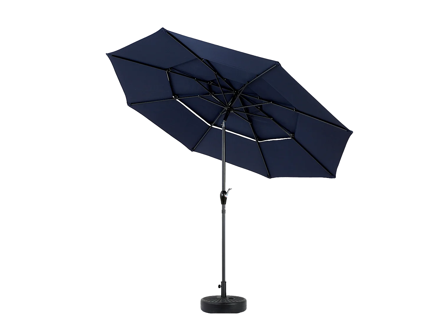 Parasol extérieur double face rectangulaire avec manivelle, structure en acier, bleu marine (4,5x4,5x3m)