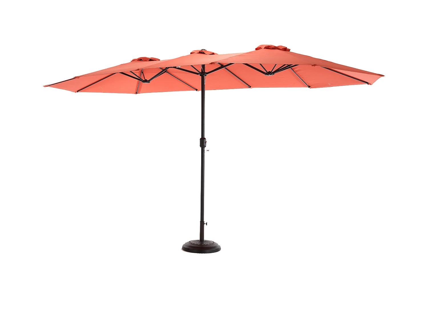 Parasol extérieur double face rectangulaire avec manivelle, structure en acier, orange (4.5x4.5x3m)