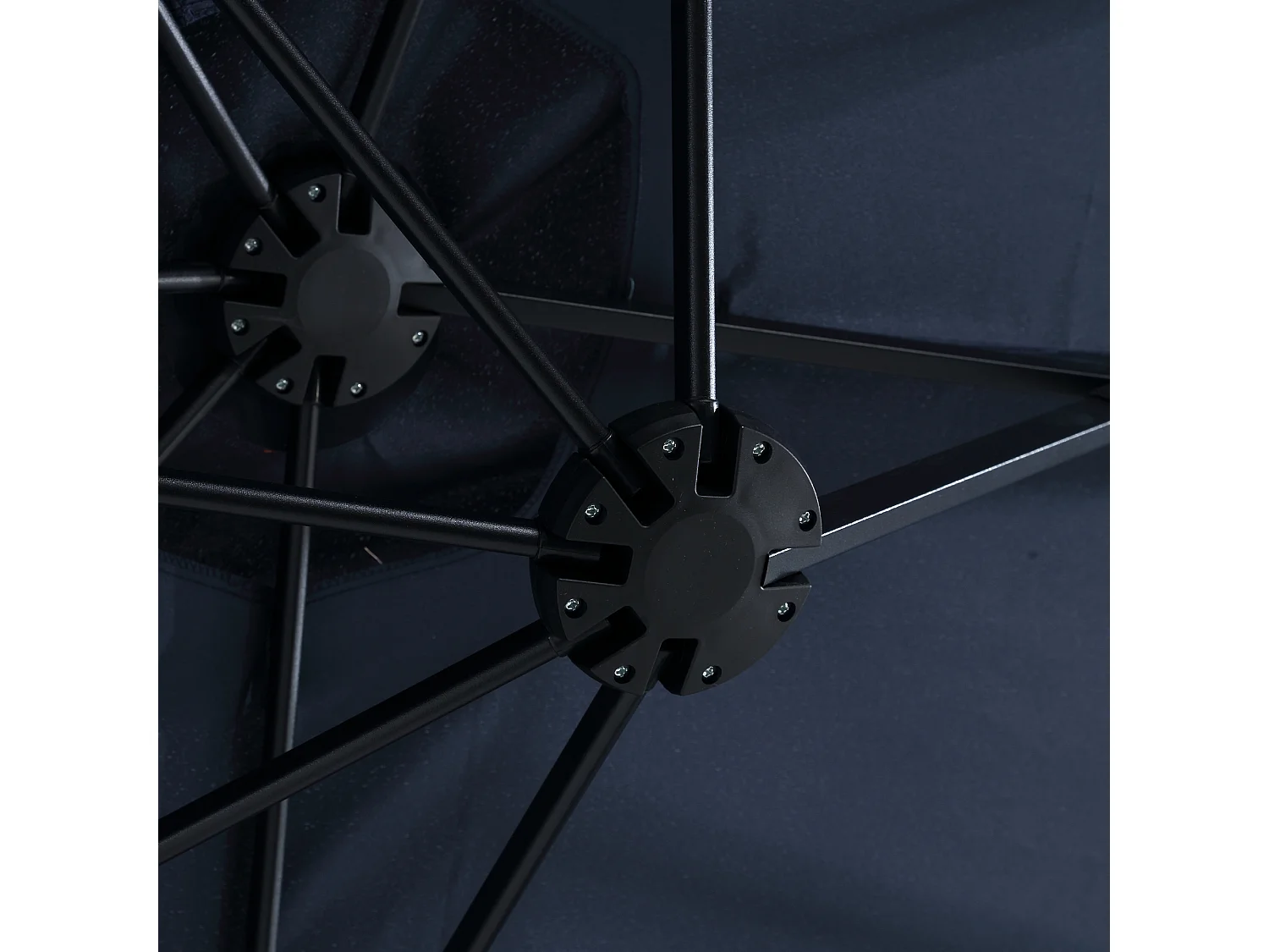 Ombrellone da esterno rettangolare bifacciale con manovella, struttura in acciaio, blu navy (4,5x4,5x3 m)