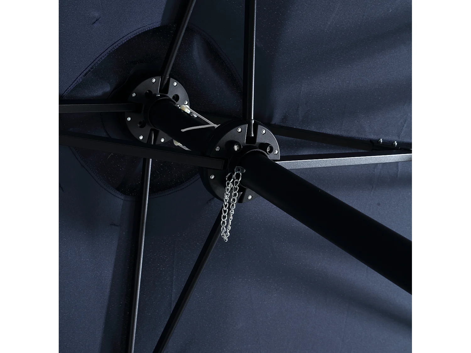 Ombrellone da esterno rettangolare bifacciale con manovella, struttura in acciaio, blu navy (4,5x4,5x3 m)