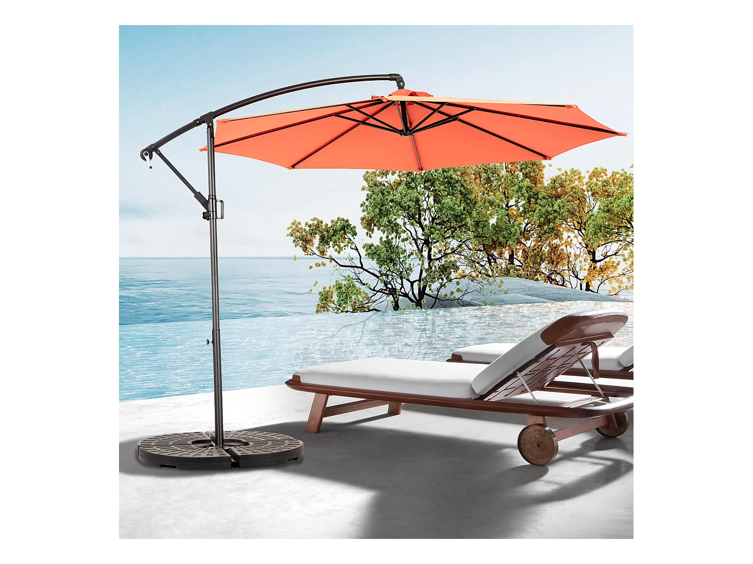 Ombrellone da esterno rettangolare bifacciale con manovella, struttura in acciaio, arancione (4,5x4,5x3m)