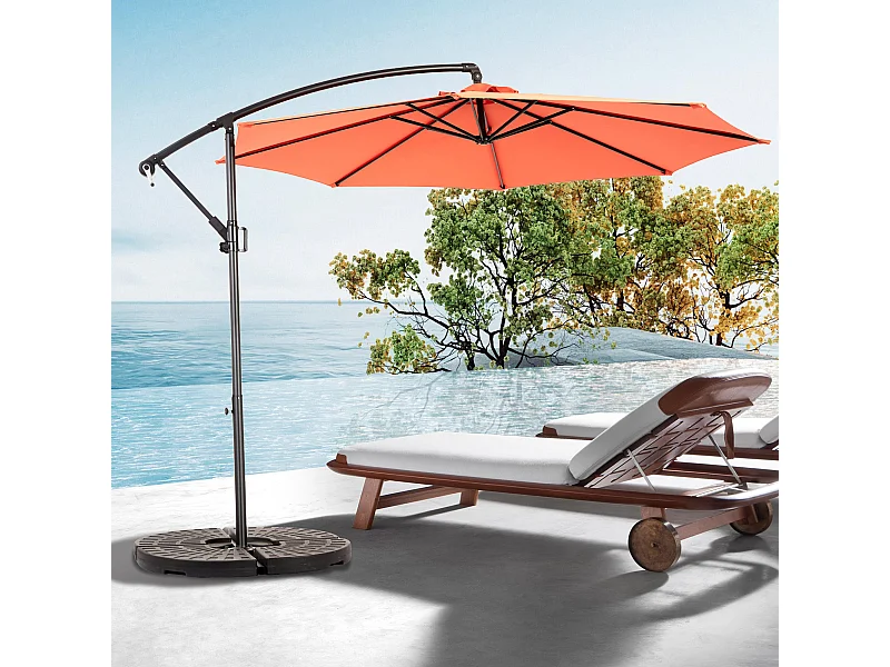 Parasol extérieur double face rectangulaire avec manivelle, structure en acier, orange (4.5x4.5x3m)