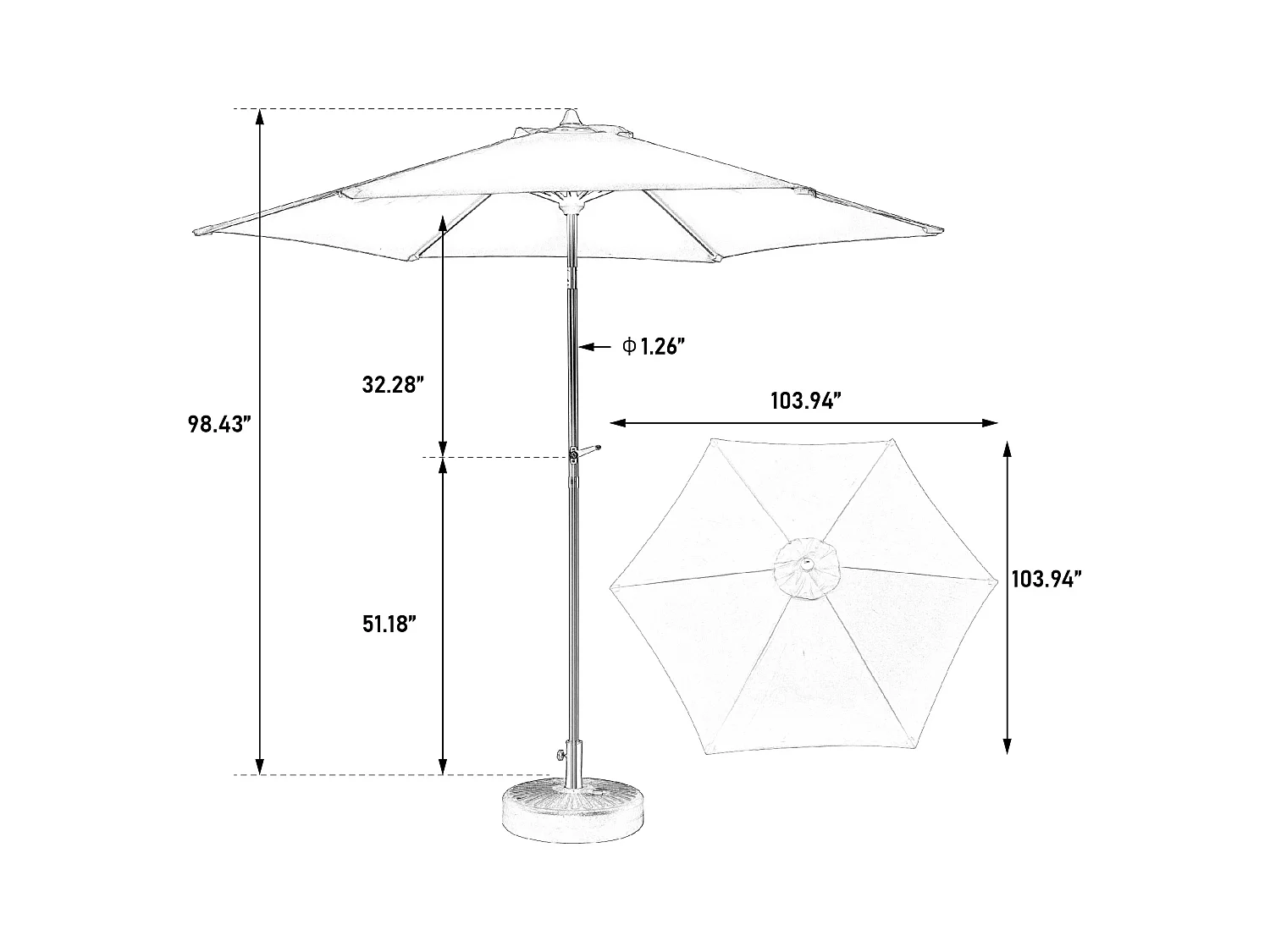 Parasol extérieur double face, rectangulaire avec manivelle, acier, vert foncé (274x213x200 cm)