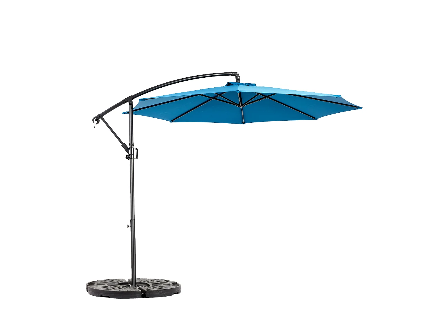 Ombrellone da esterno rettangolare bifacciale con manovella, struttura in acciaio, blu (4,5x4,5x3m)