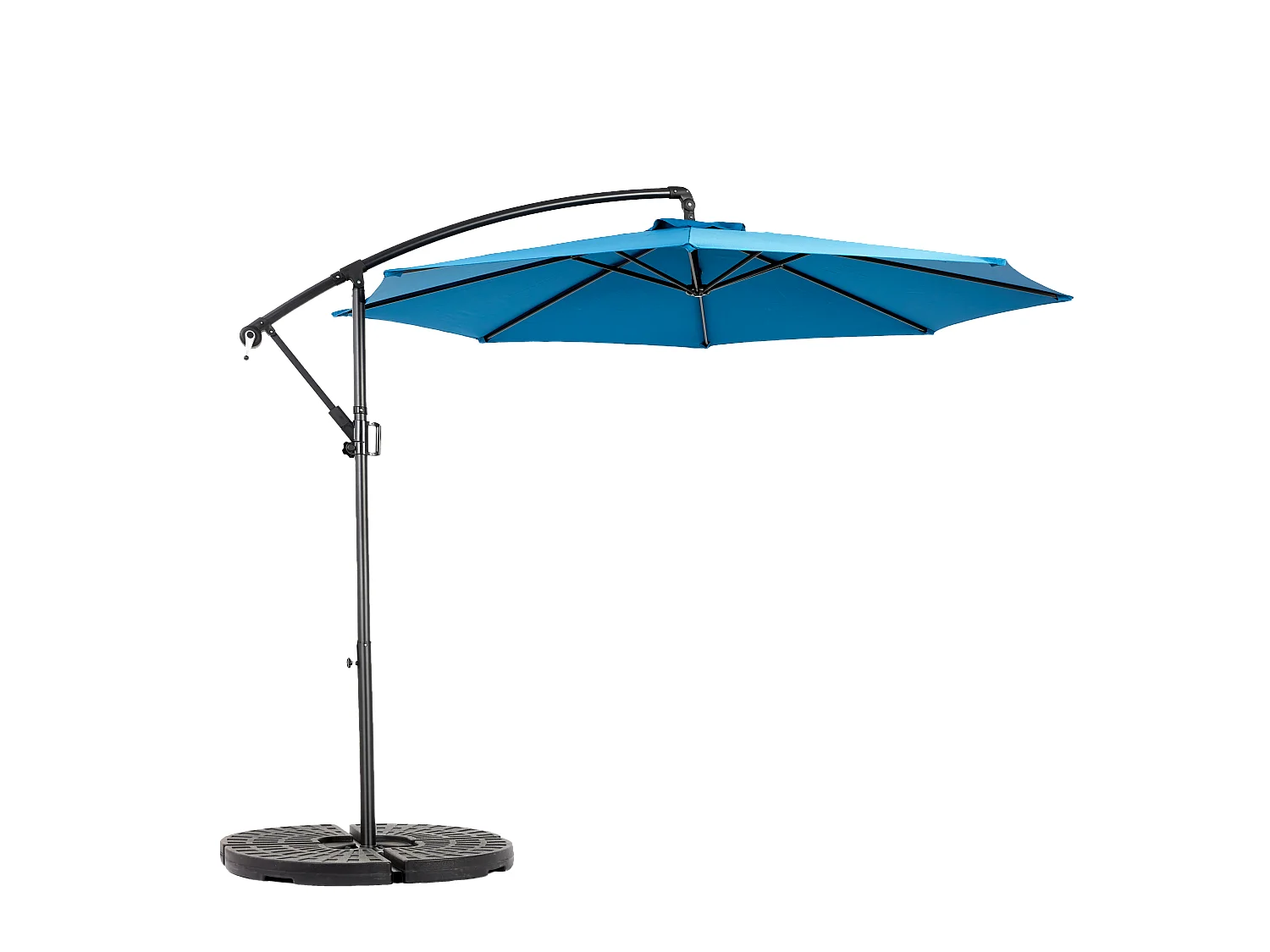 Ombrellone da esterno rettangolare bifacciale con manovella, struttura in acciaio, blu (4,5x4,5x3m)