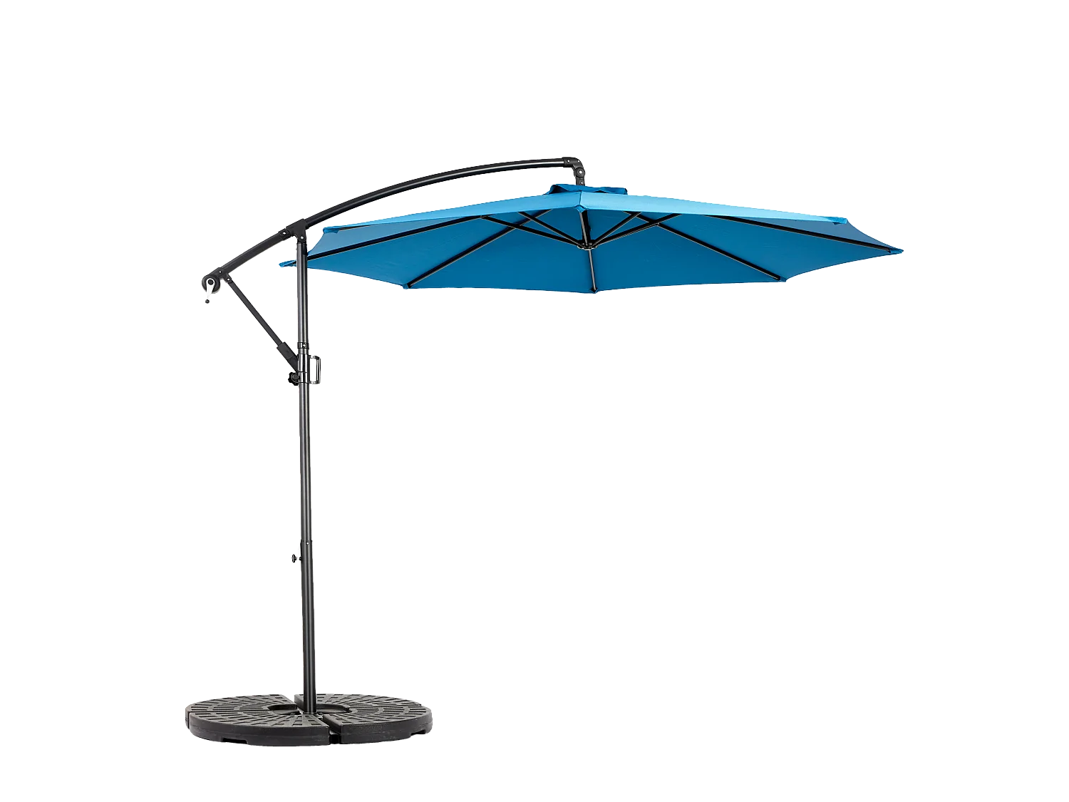 Ombrellone da esterno rettangolare bifacciale con manovella, struttura in acciaio, blu (4,5x4,5x3m)