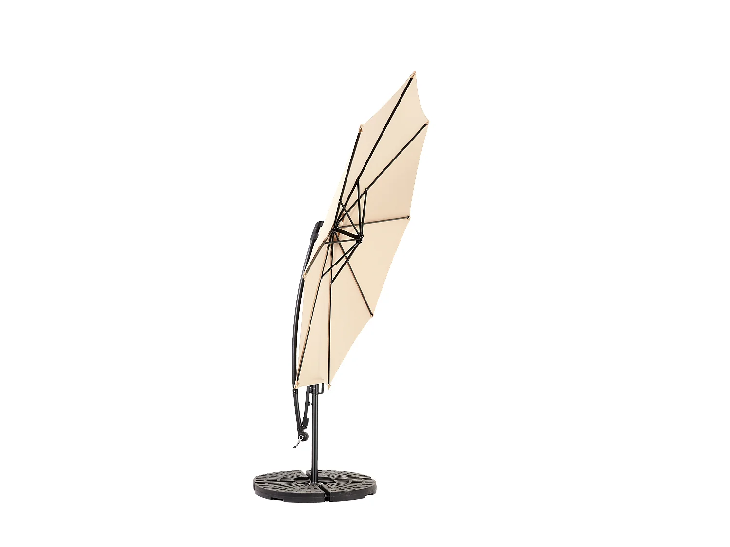 Parasol extérieur double face rectangulaire avec manivelle, structure en acier, kaki (4.5x4.5x3m)