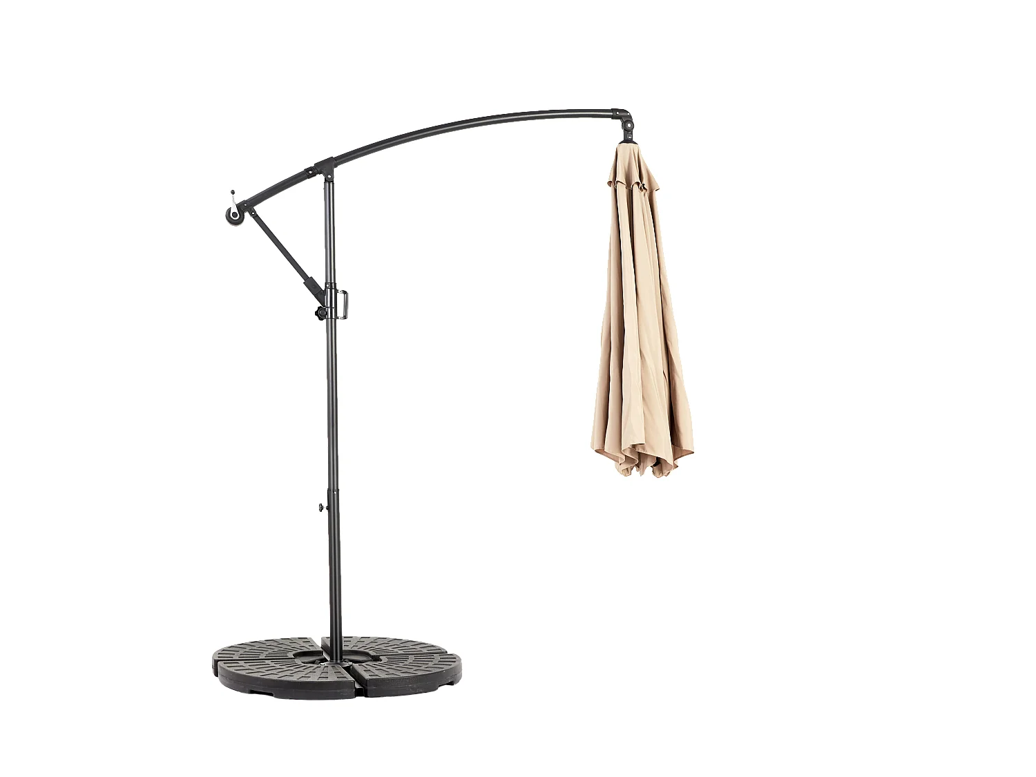 Parasol extérieur double face rectangulaire avec manivelle, structure en acier, kaki (4.5x4.5x3m)