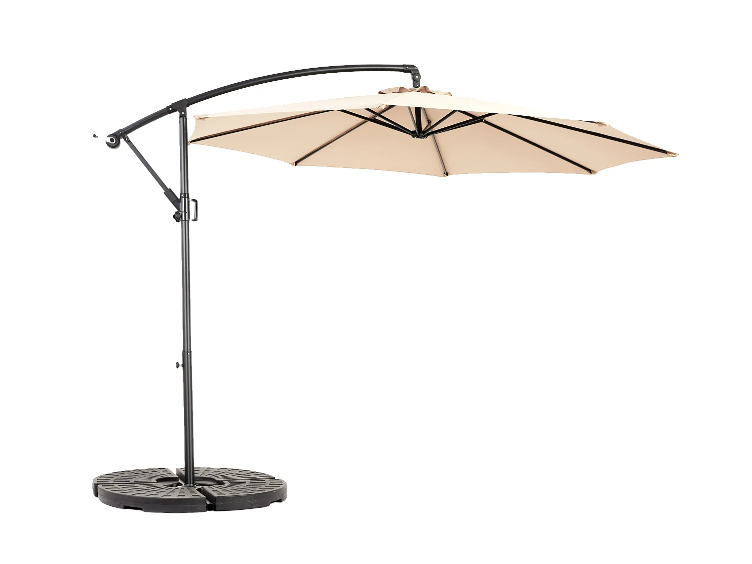 Parasol extérieur double face rectangulaire avec manivelle, structure en acier, kaki (4.5x4.5x3m)