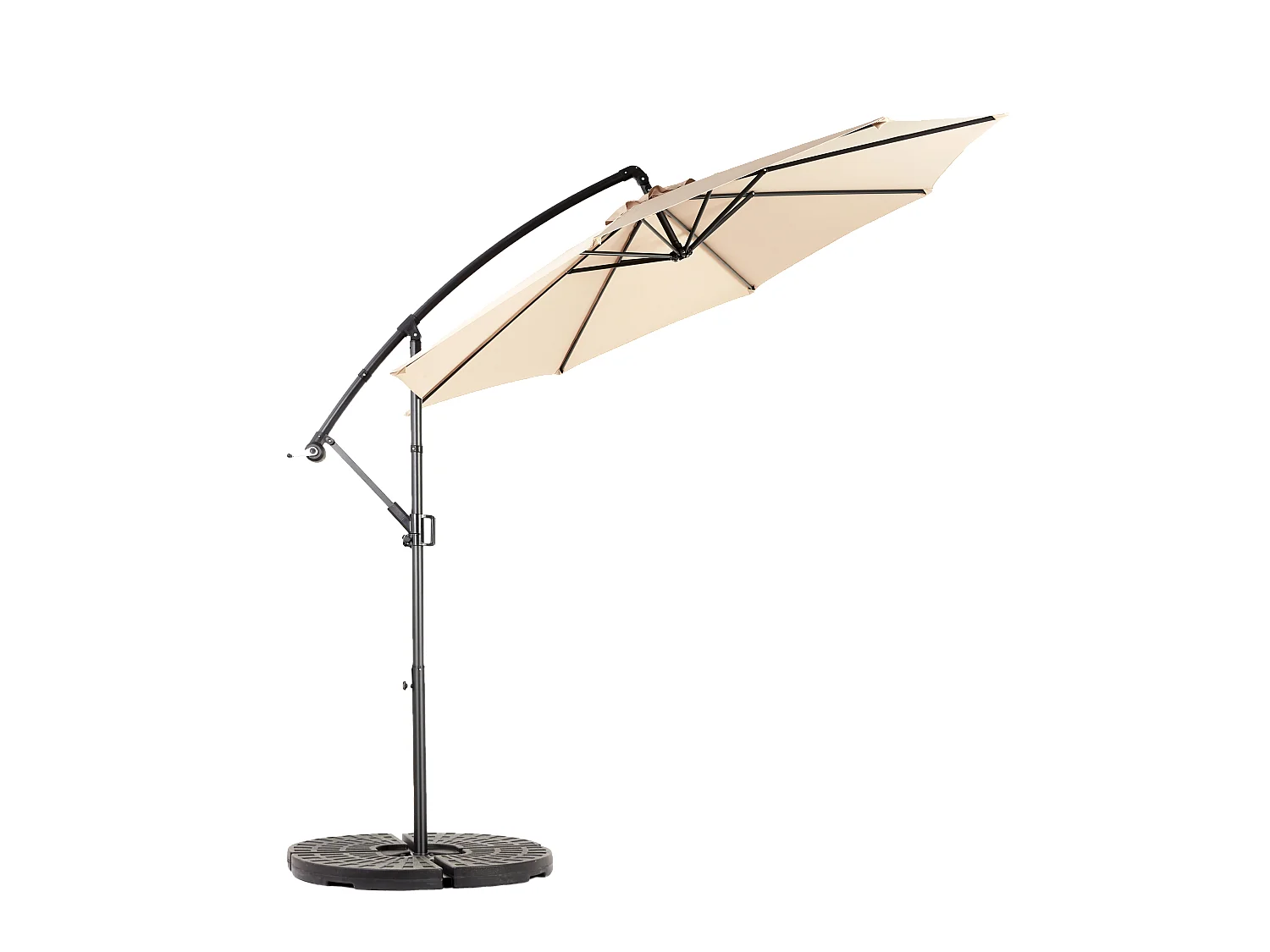 Parasol extérieur double face rectangulaire avec manivelle, structure en acier, kaki (4.5x4.5x3m)