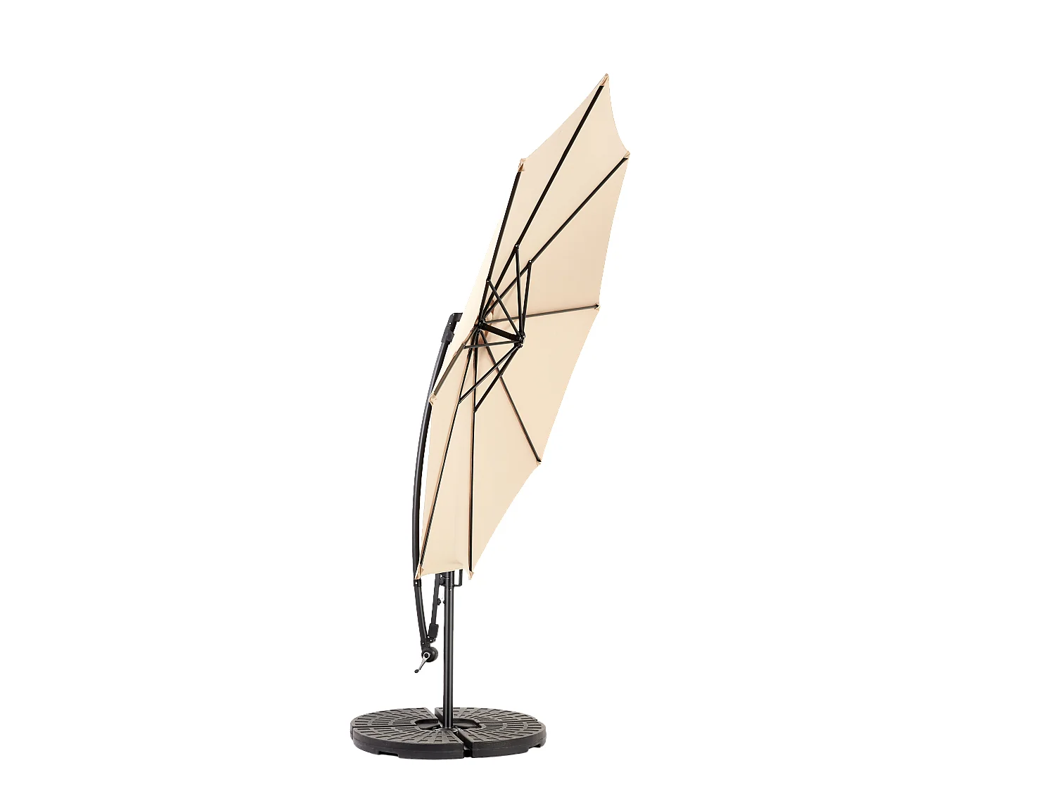 Dubbelzijdige rechthoekige buitenparasol met slinger, stalen frame, kaki (4,5x4,5x3m)