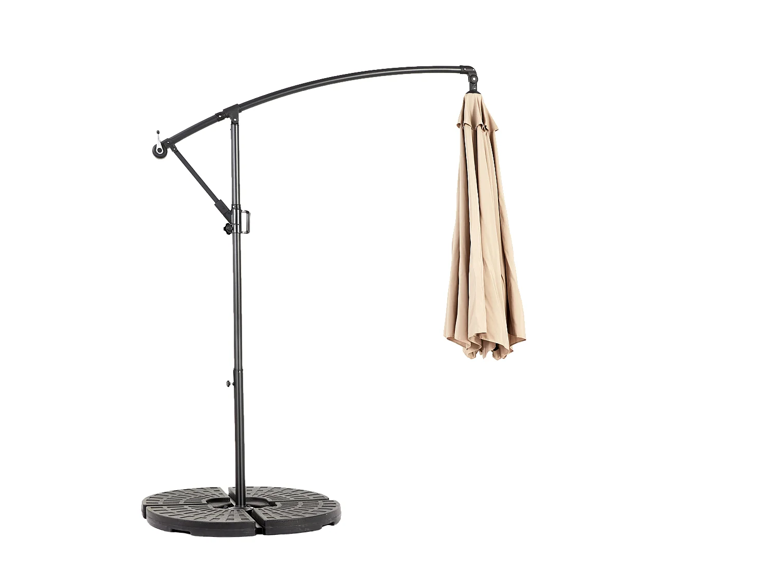 Dubbelzijdige rechthoekige buitenparasol met slinger, stalen frame, kaki (4,5x4,5x3m)