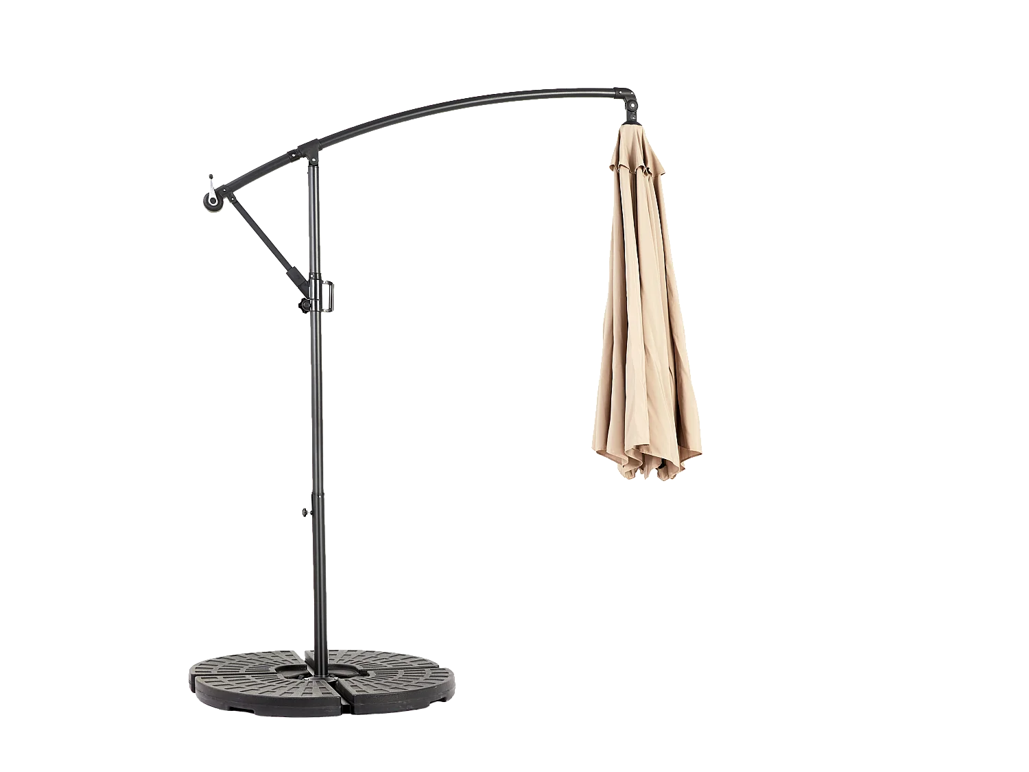 Parasol extérieur double face rectangulaire avec manivelle, structure en acier, kaki (4.5x4.5x3m)