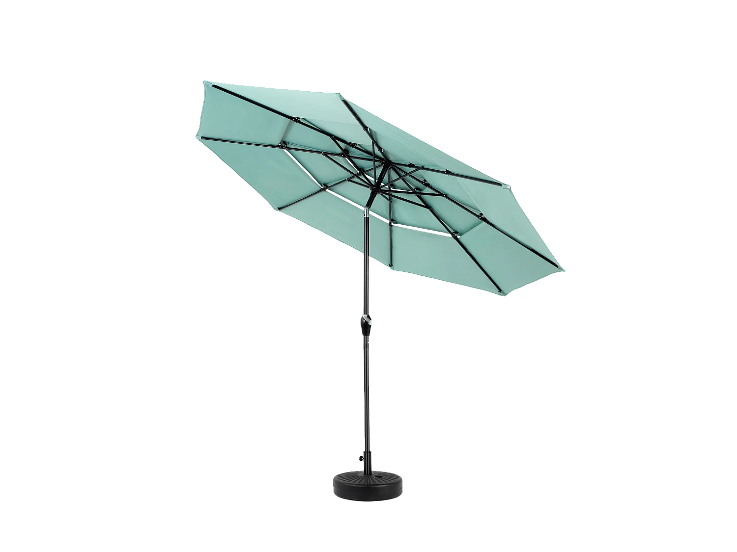 Parasol extérieur double face rectangulaire avec manivelle, structure en acier, vert clair (4,5x4,5x3m)