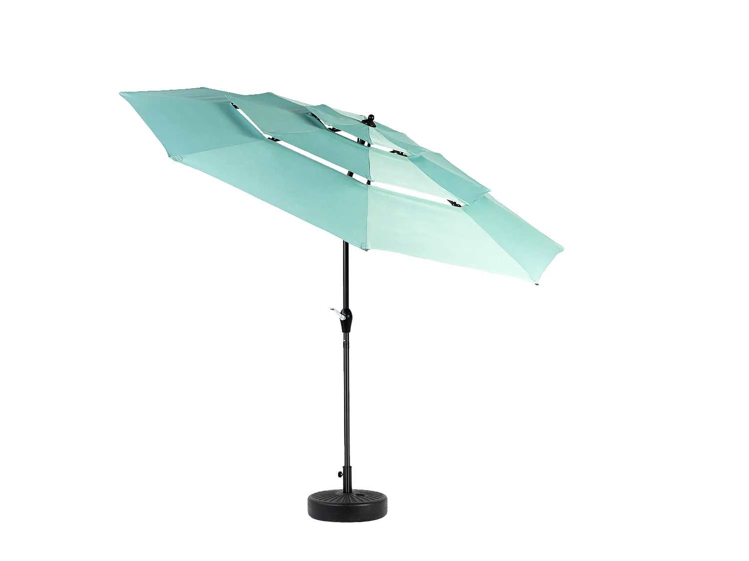 Rechthoekige dubbelzijdige buitenparasol met slinger, stalen frame, lichtgroen (4,5x4,5x3m)