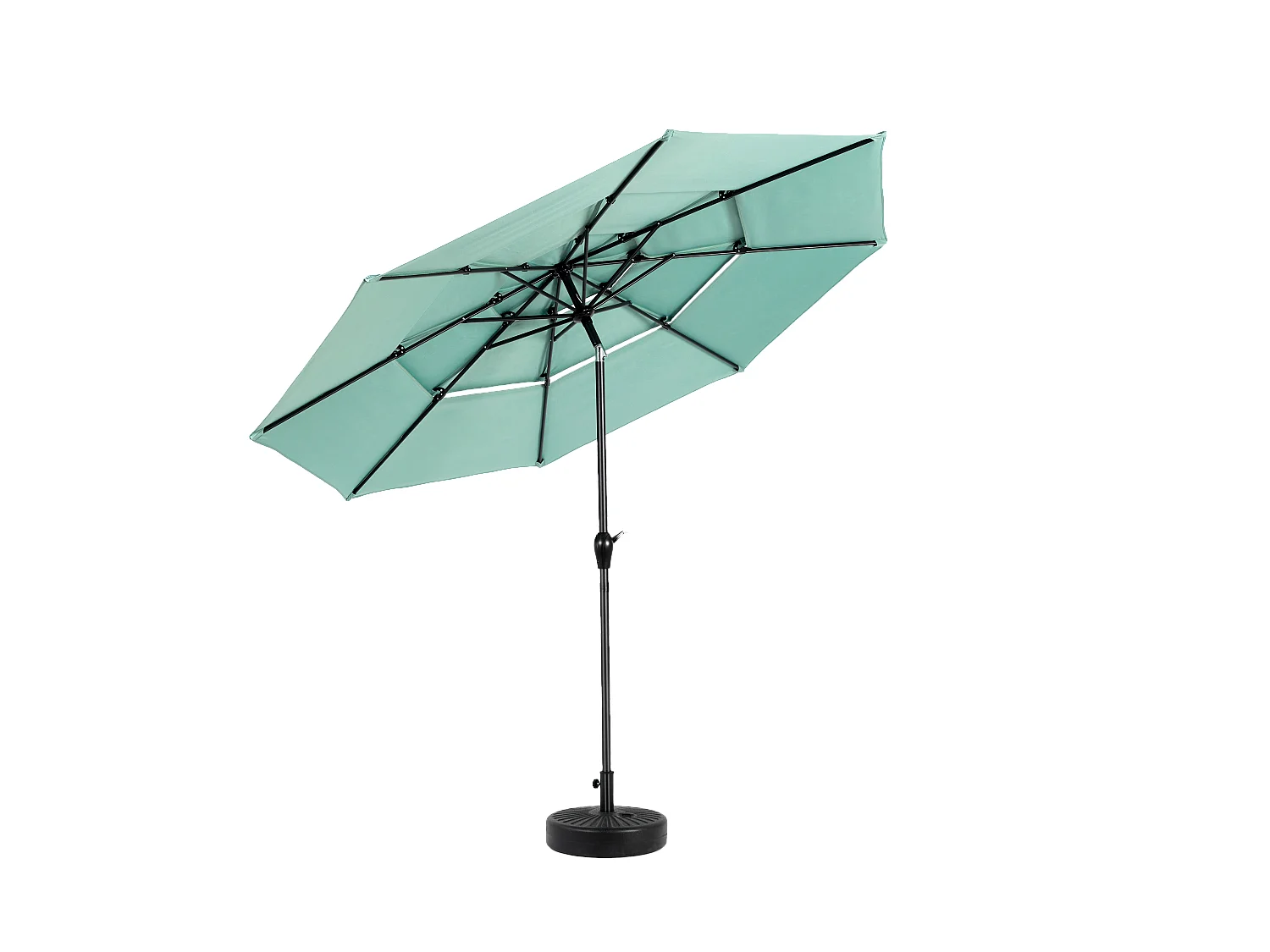 Rechthoekige dubbelzijdige buitenparasol met slinger, stalen frame, lichtgroen (4,5x4,5x3m)
