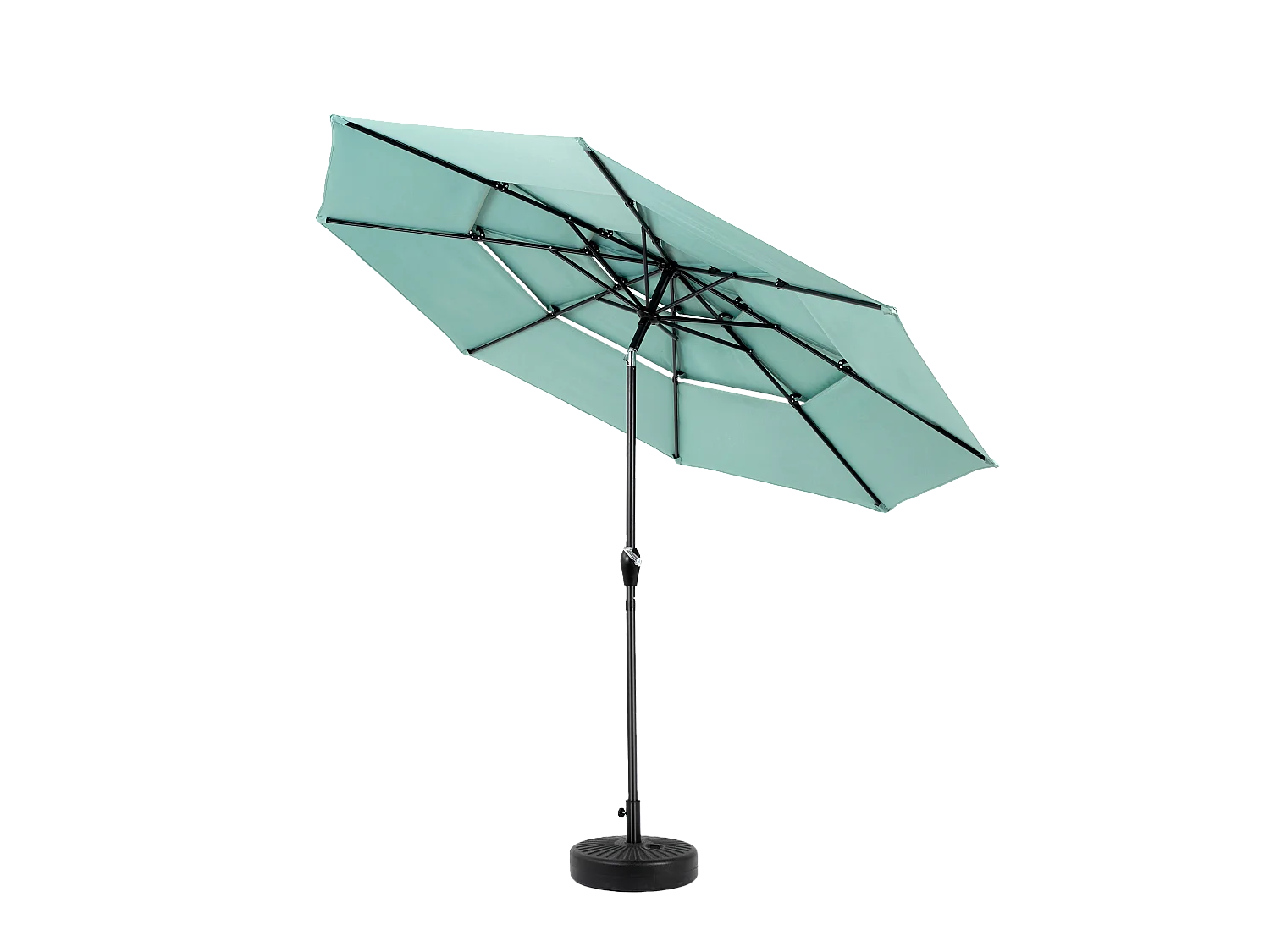 Parasol extérieur double face rectangulaire avec manivelle, structure en acier, vert clair (4,5x4,5x3m)