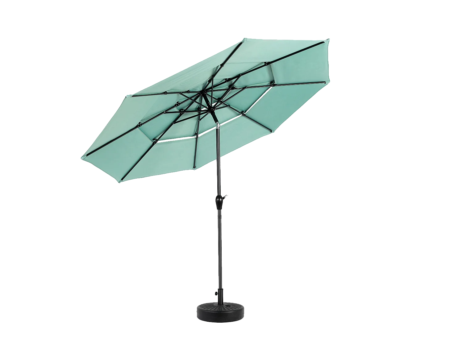 Parasol extérieur double face rectangulaire avec manivelle, structure en acier, vert clair (4,5x4,5x3m)
