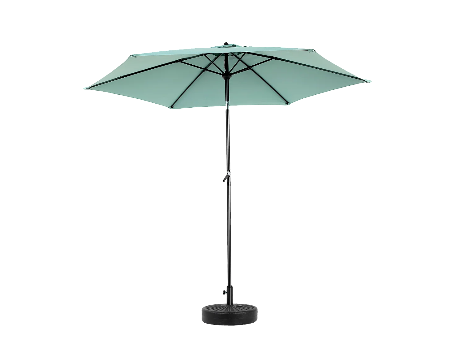 Parasol extérieur rectangulaire double face, avec manivelle, acier, vert clair (274x213x200 cm)