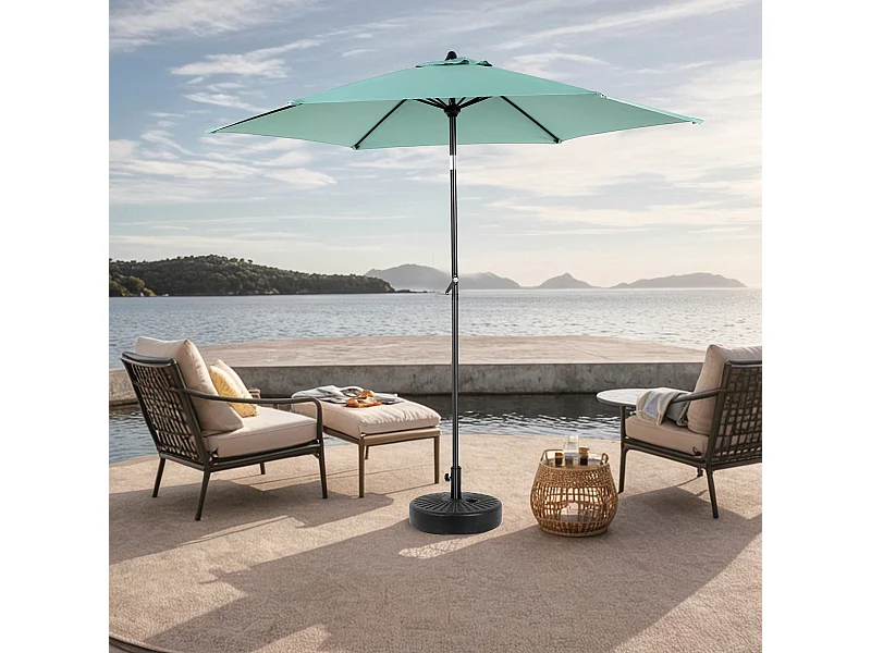 Parasol extérieur rectangulaire double face, avec manivelle, acier, vert clair (274x213x200 cm)