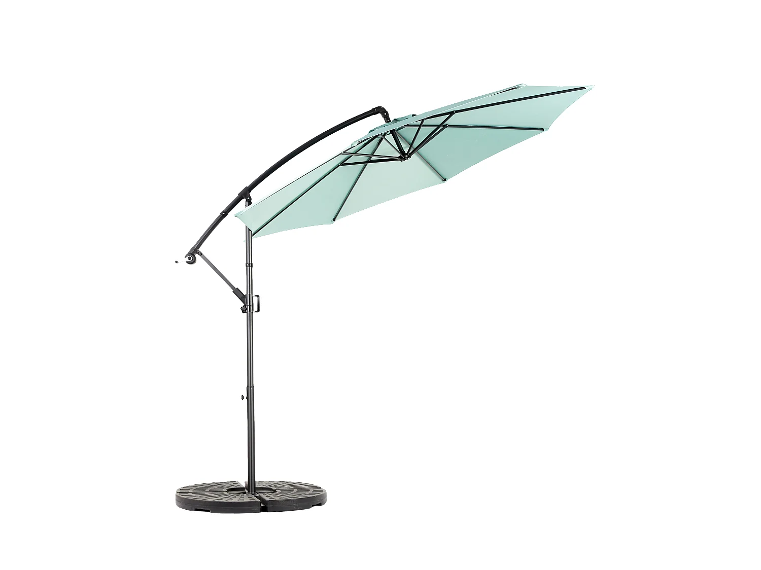 Parasol extérieur double face rectangulaire avec manivelle, structure en acier, vert clair (4.5x4.5x3m)