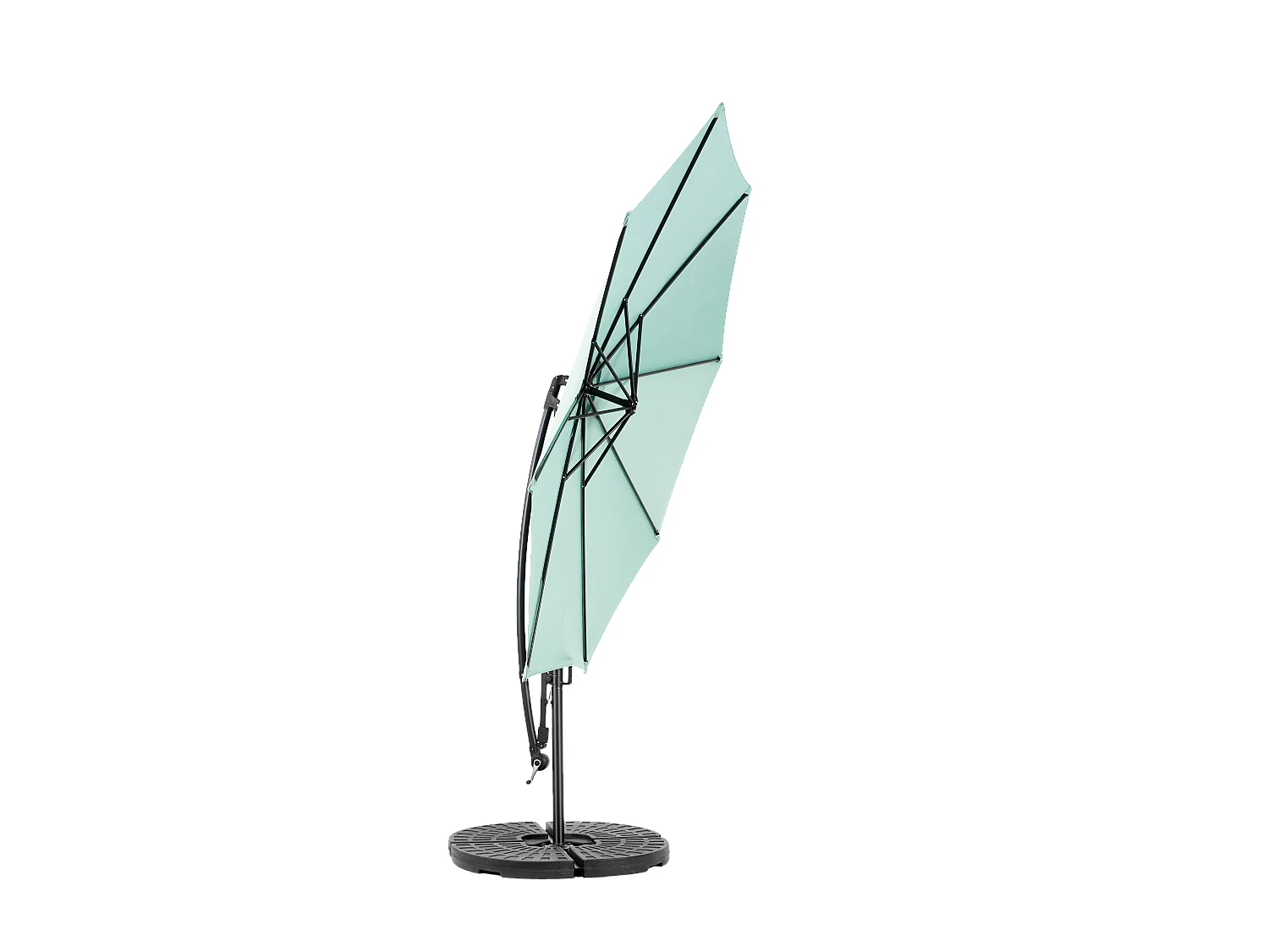 Parasol extérieur double face rectangulaire avec manivelle, structure en acier, vert clair (4.5x4.5x3m)