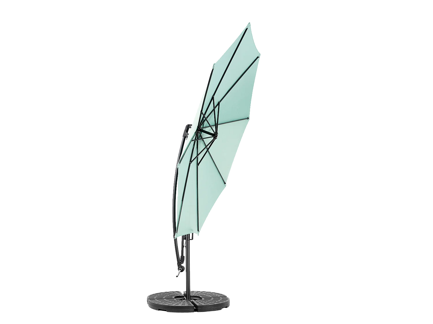 Parasol extérieur double face rectangulaire avec manivelle, structure en acier, vert clair (4.5x4.5x3m)